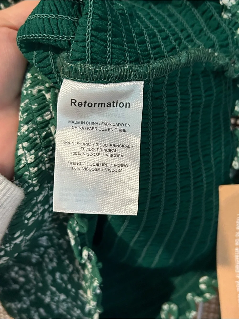 NWT Reformation Solis Top Green Floral Smocked Crop Sz:M NWT